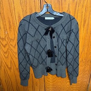 Elegant Gray Cardigan with Bow Accents